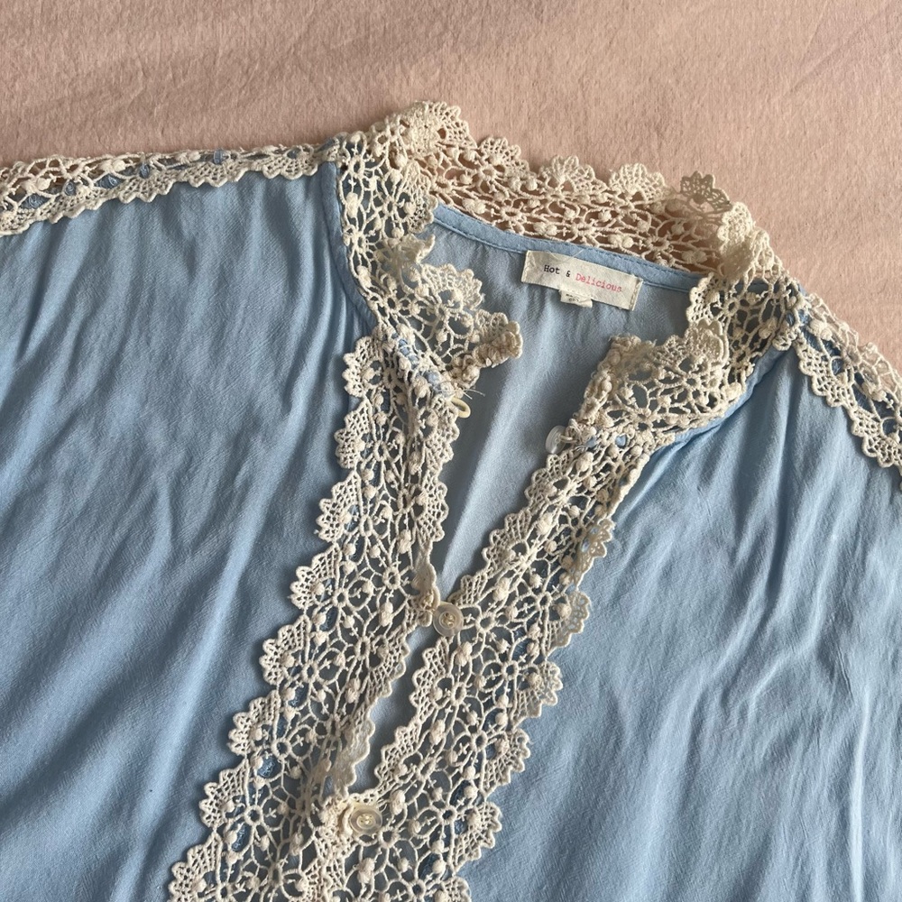 Powder Blue Lacy Top - Picture 2 of 3